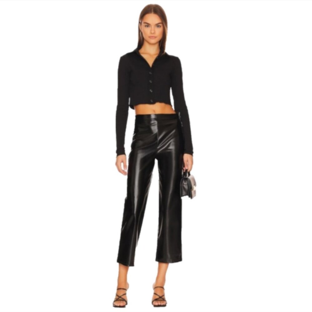 Blank NYC Faux Leather Wide Leg Cropped Pants